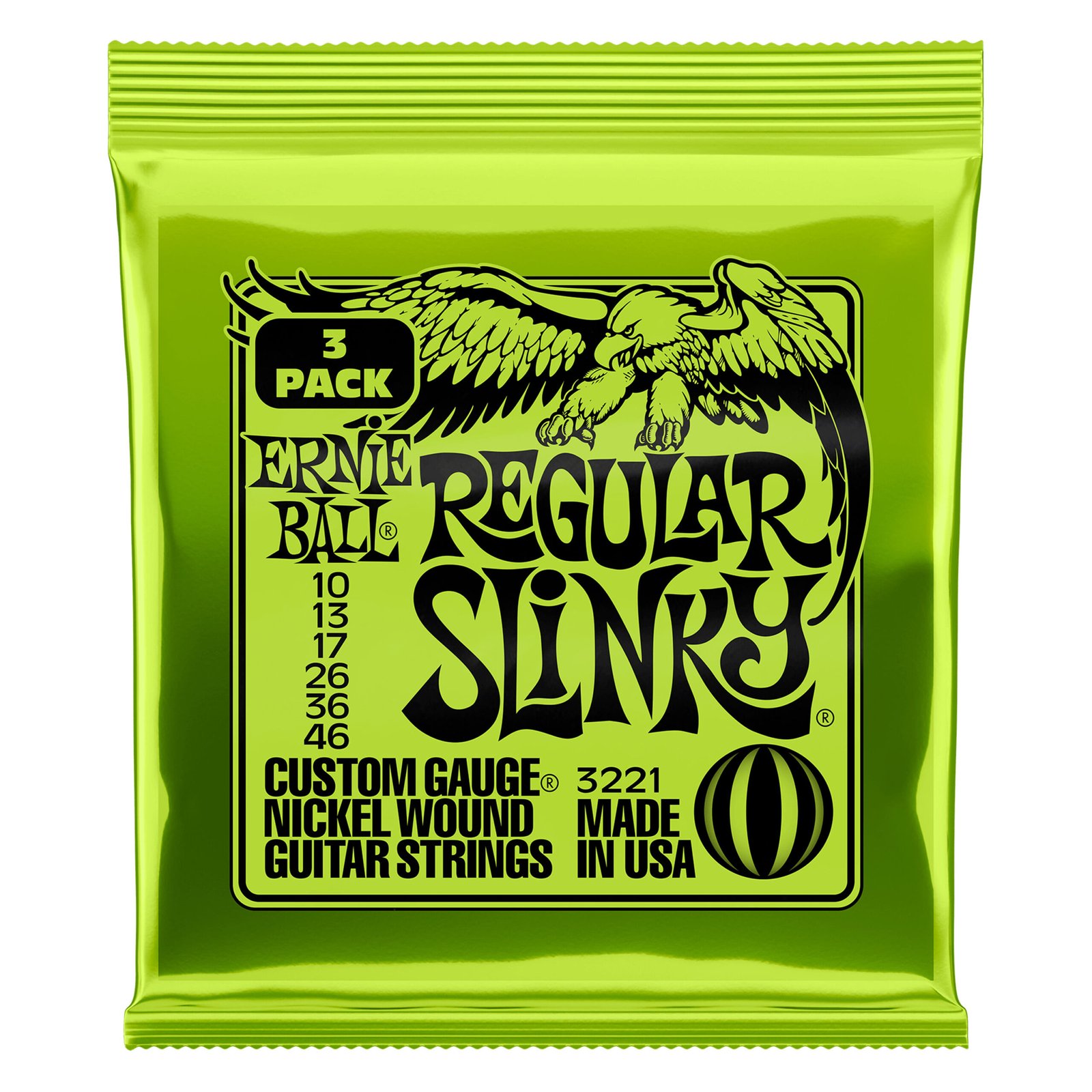 P03221 CUERDAS GUITARRA ELECTRICA 3 PACK 10/46 ERNIE BALL